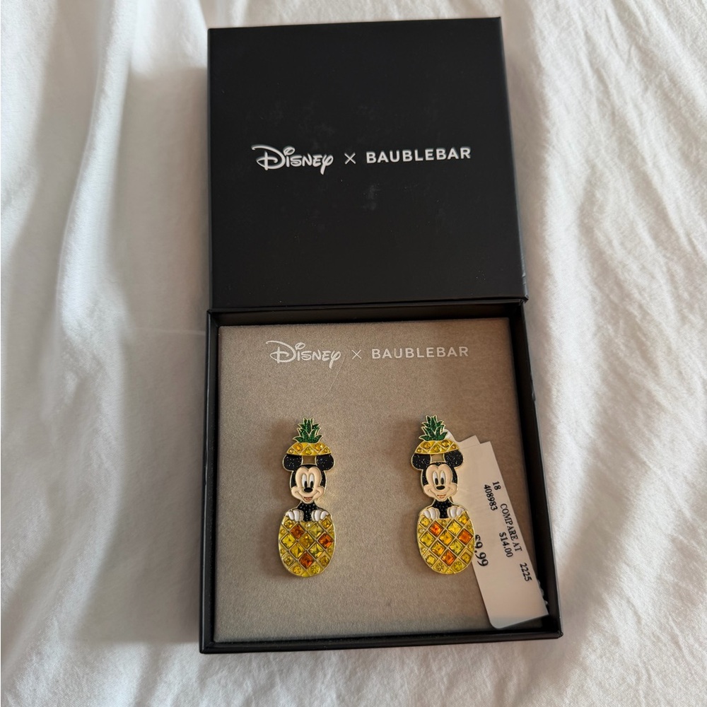 disney x baublebar mickey pineapple earrings, NEVER WORN